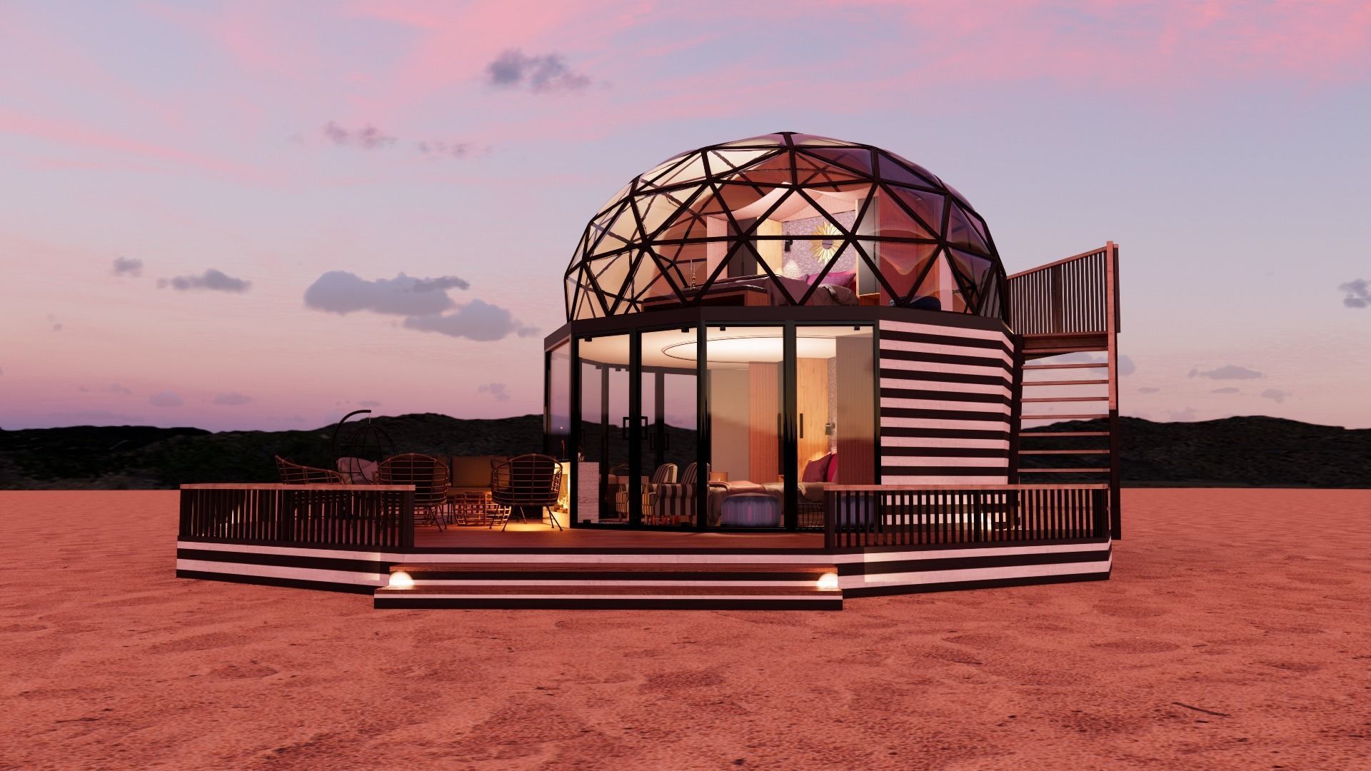 glamping pod geodesic dome PETRA  3D model_17