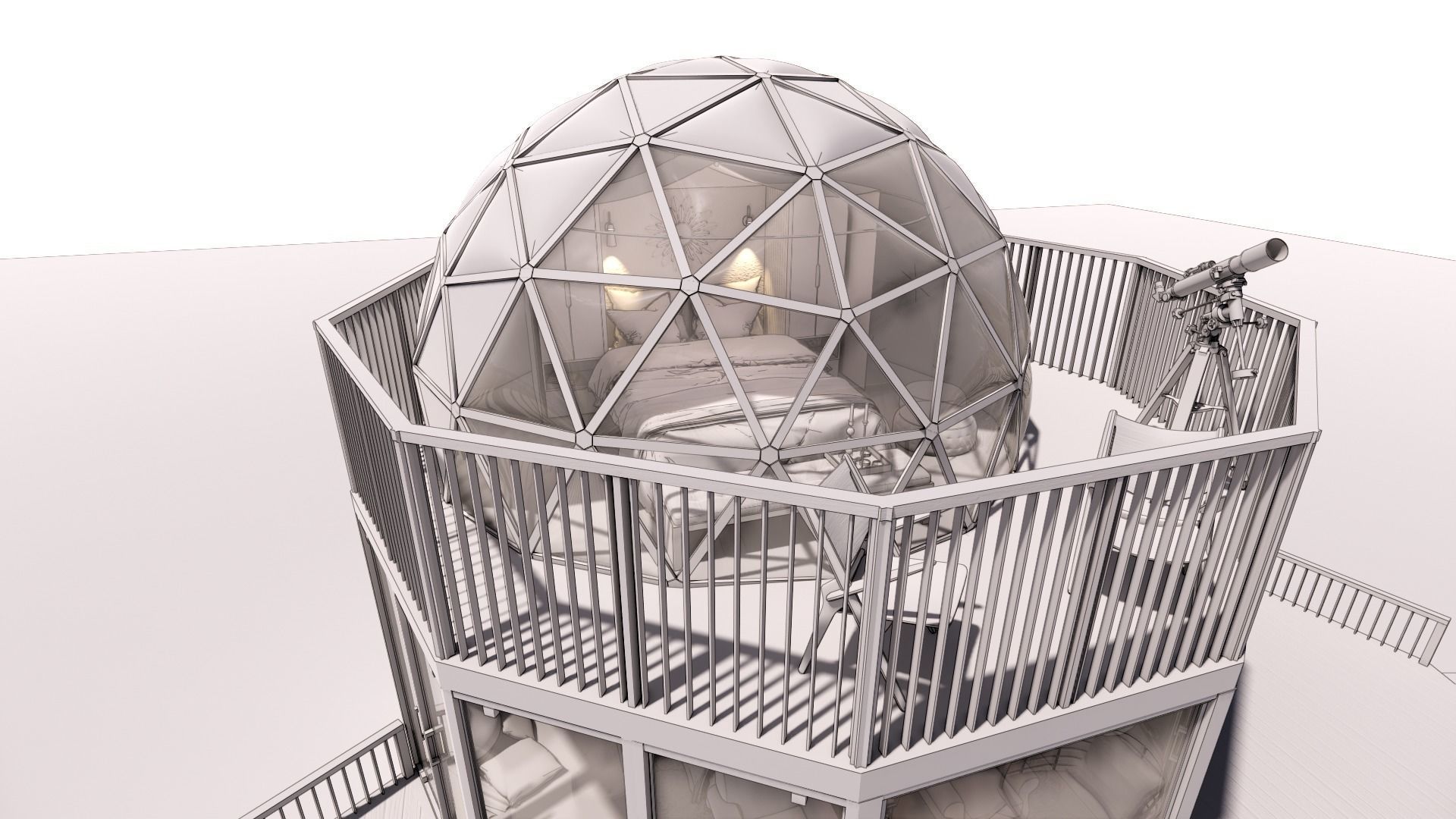 glamping pod geodesic dome PETRA  3D model_23