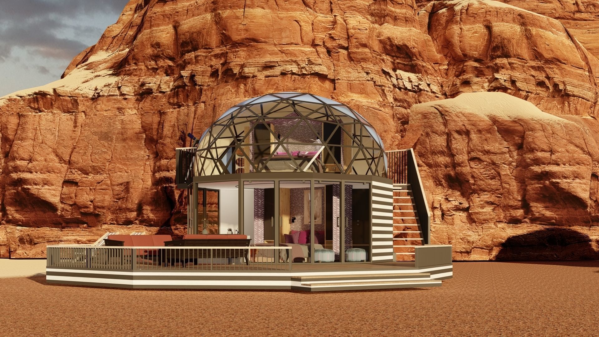 glamping pod geodesic dome PETRA  3D model_33
