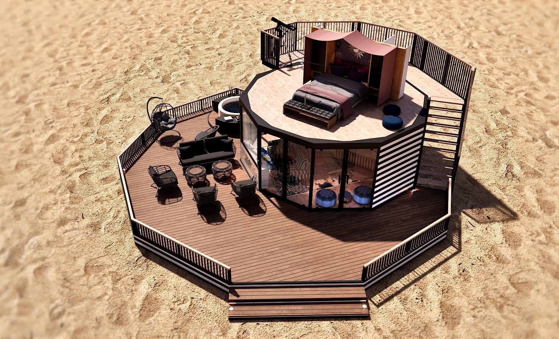 glamping pod geodesic dome PETRA  3D model_7