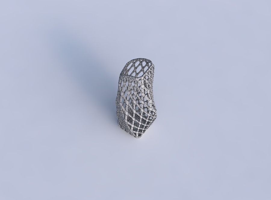 Vase twisted arc rectangle with diagonal grid lattice 3D print model_6