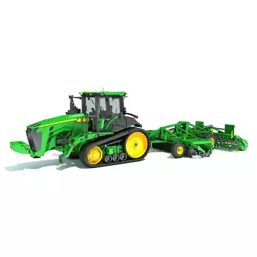 Tractor with Trailed Disc Harrow 3D model