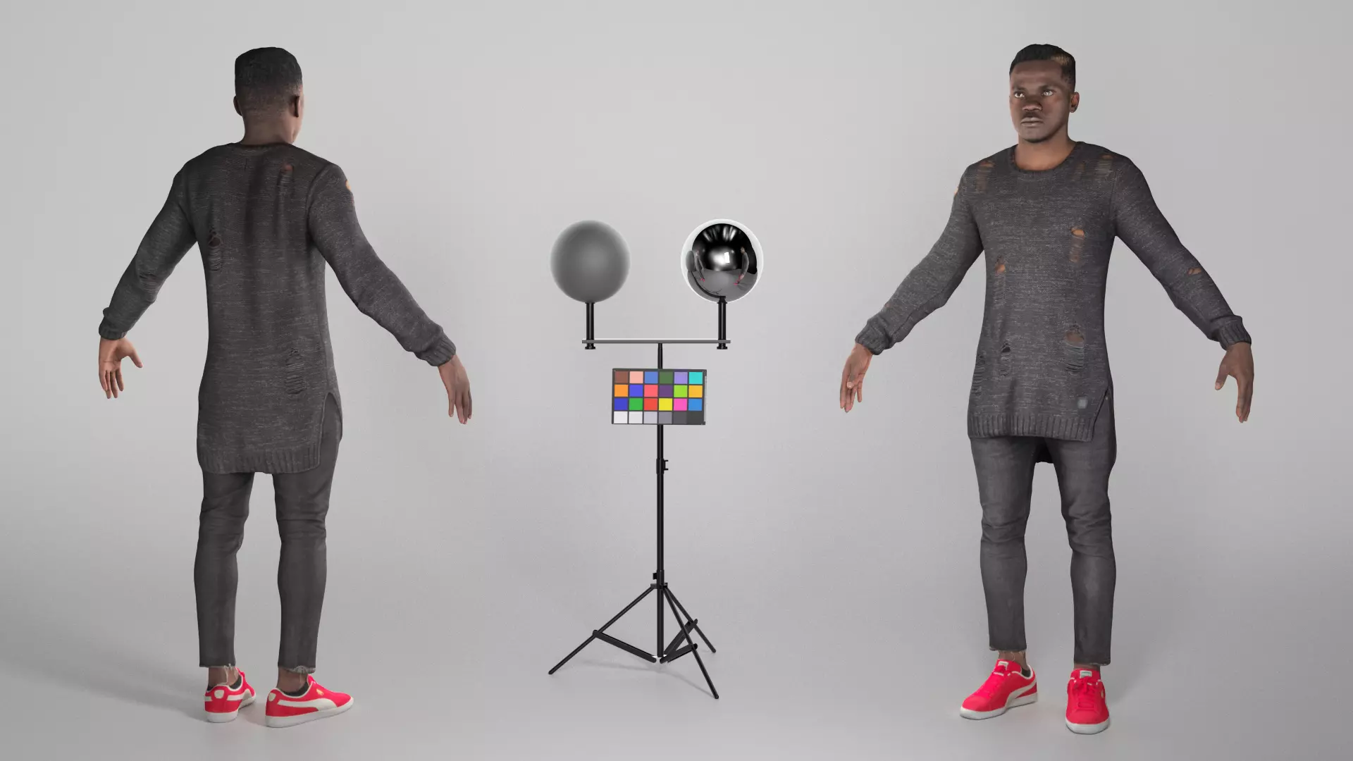 African-american man in casual ready for animation 300 Low-poly 3D model_0