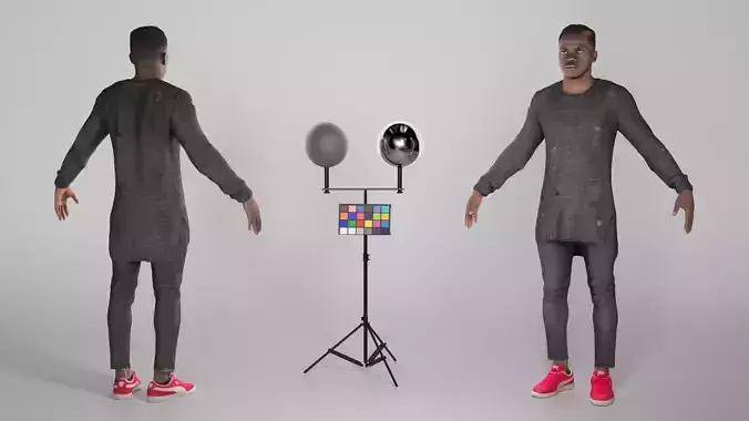 African-american man in casual ready for animation 300 Low-poly 3D model