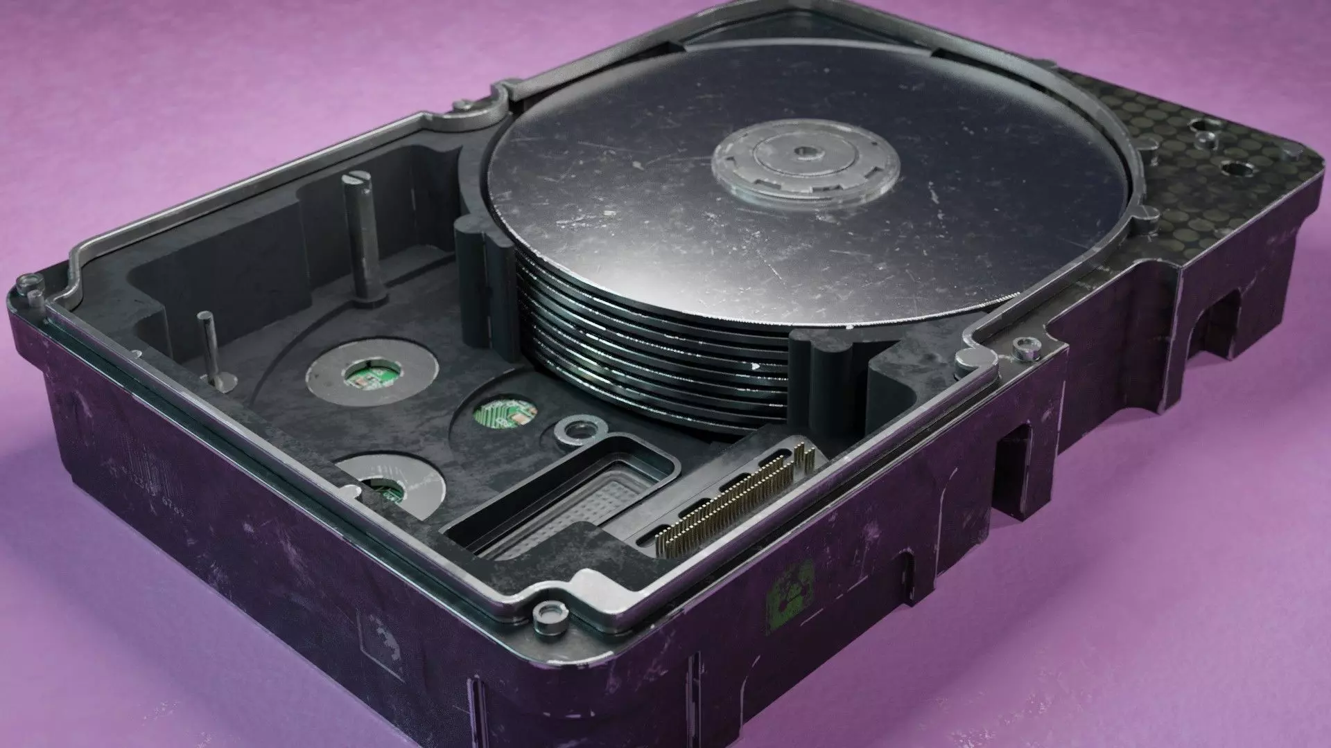 HDD black worn Low-poly 3D model