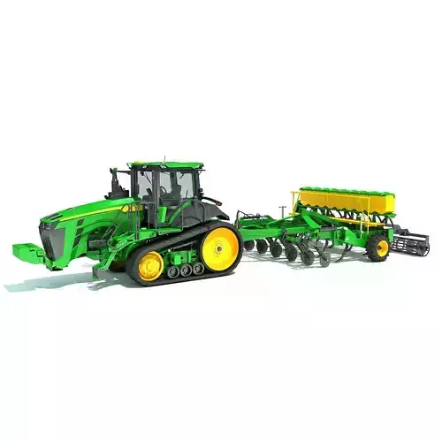 Tractor with Seed Drill 3D model