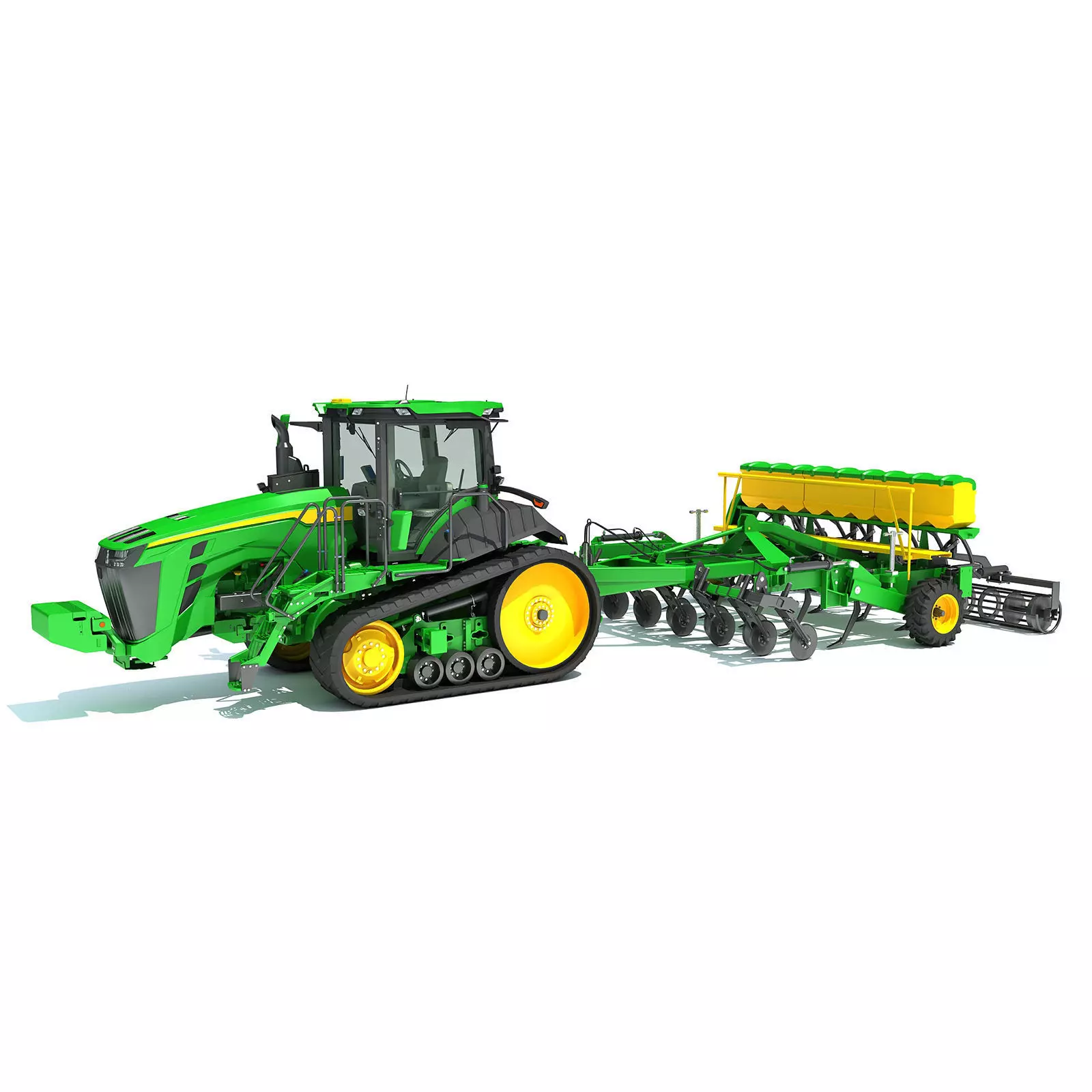 Tractor with Seed Drill 3D model_0