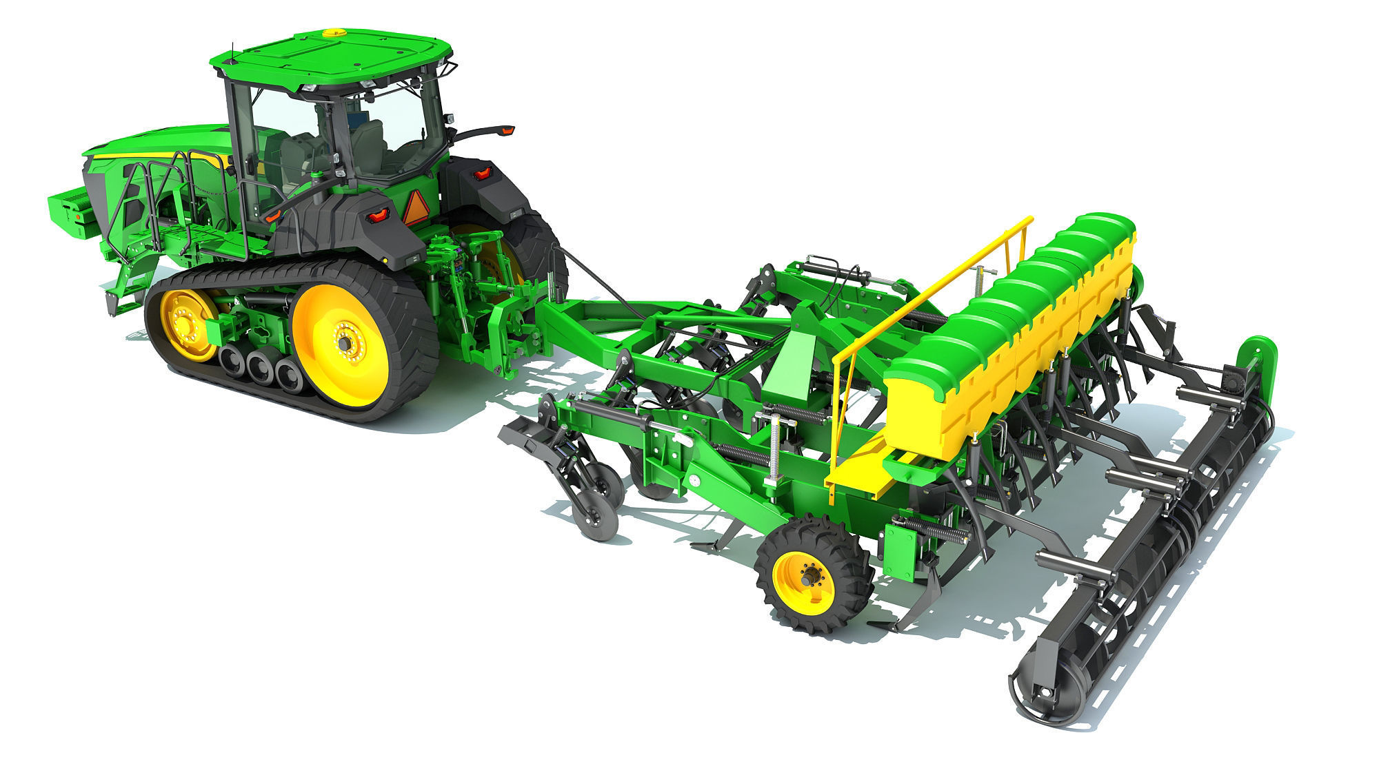 Tractor with Seed Drill 3D model_3