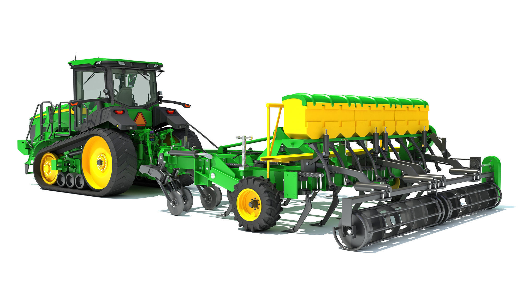 Tractor with Seed Drill 3D model_2