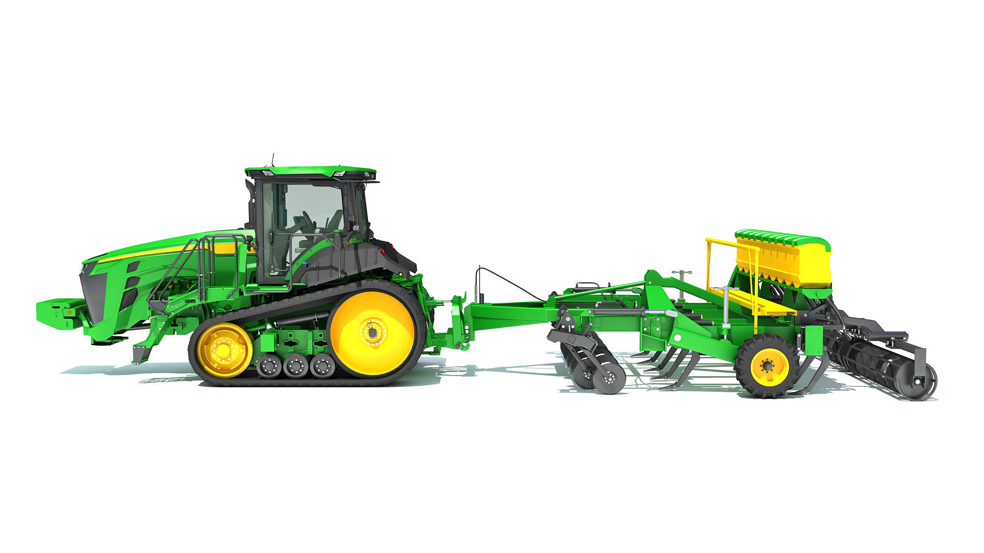 Tractor with Seed Drill 3D model_1