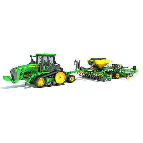 Tractor with Seed Drill 3D model