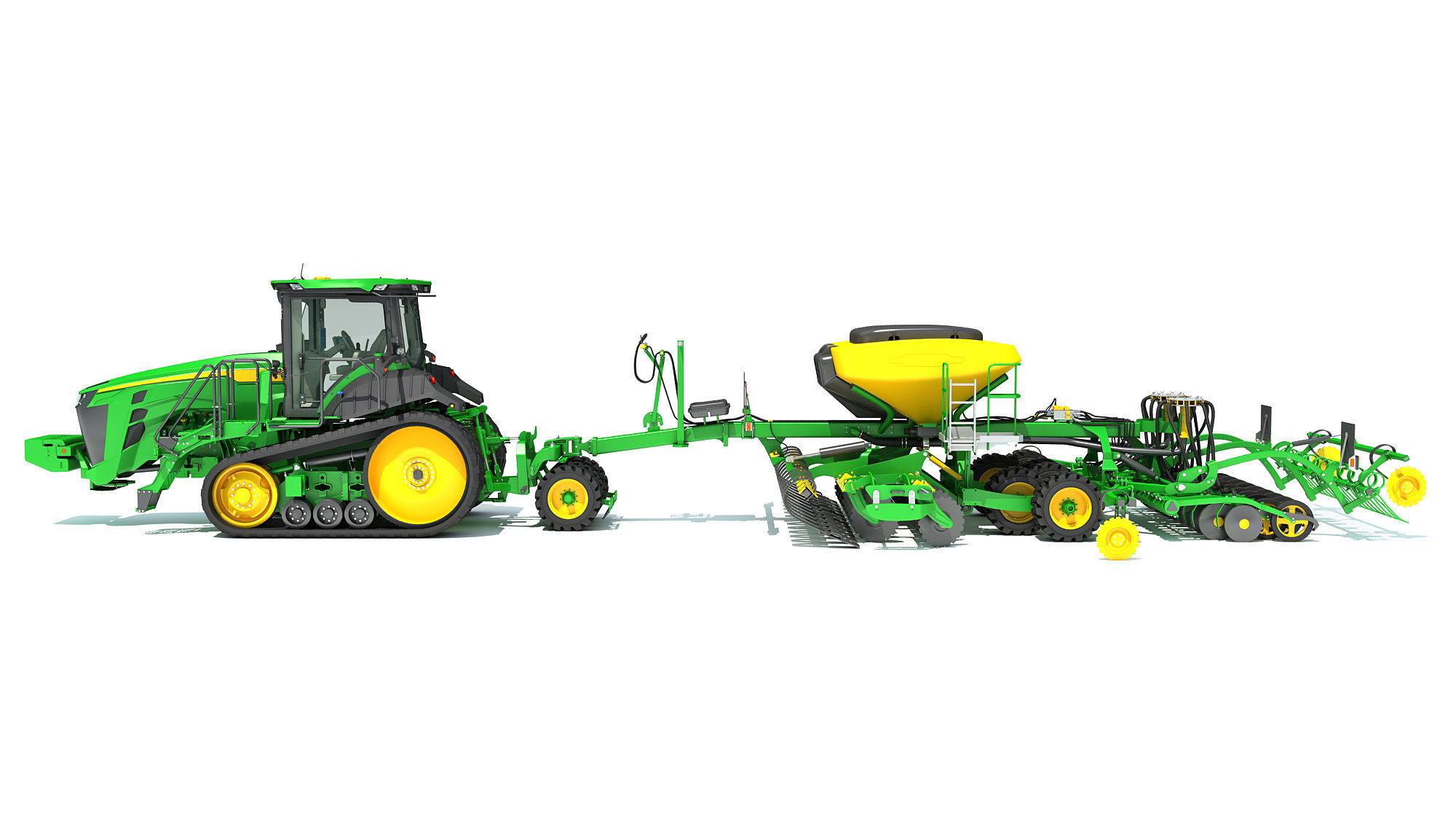 Tractor with Seed Drill 3D model_1