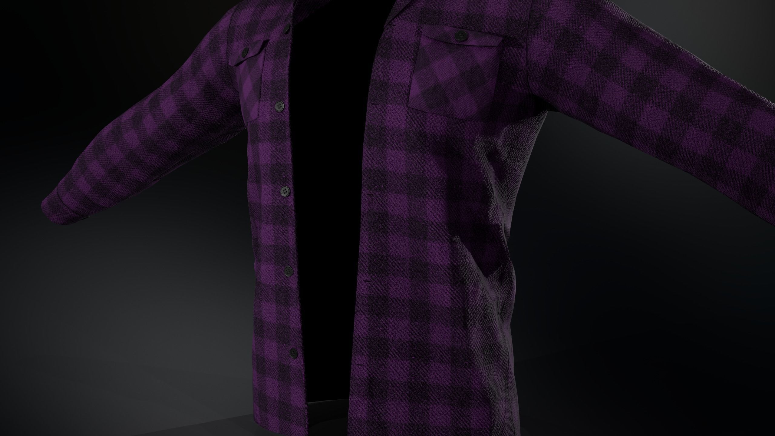 Purple Flannel Shirt Low-poly 3D model_14