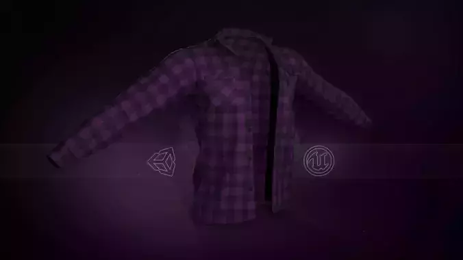 Purple Flannel Shirt Low-poly 3D model