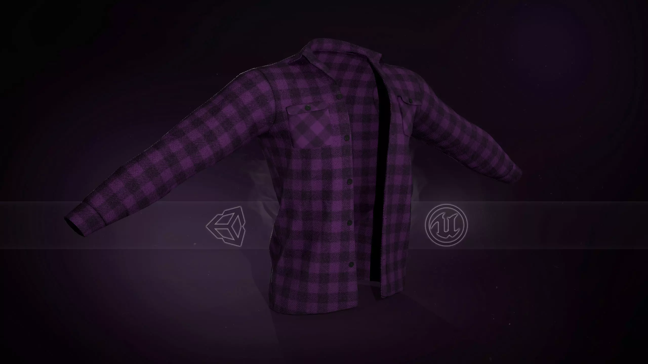 Purple Flannel Shirt Low-poly 3D model_0