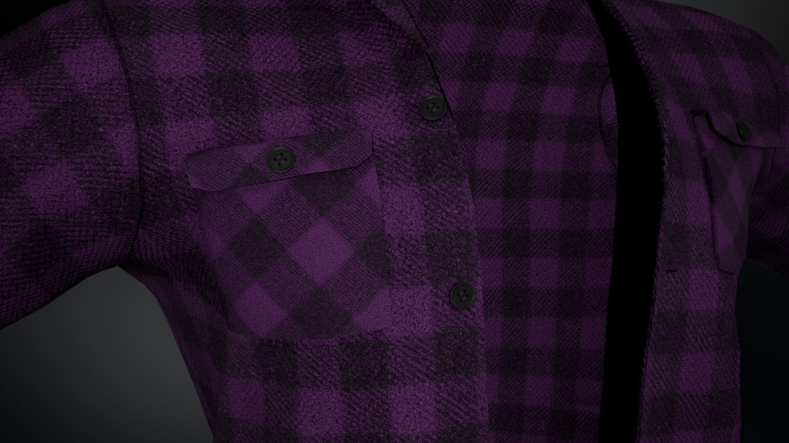 Purple Flannel Shirt Low-poly 3D model_11