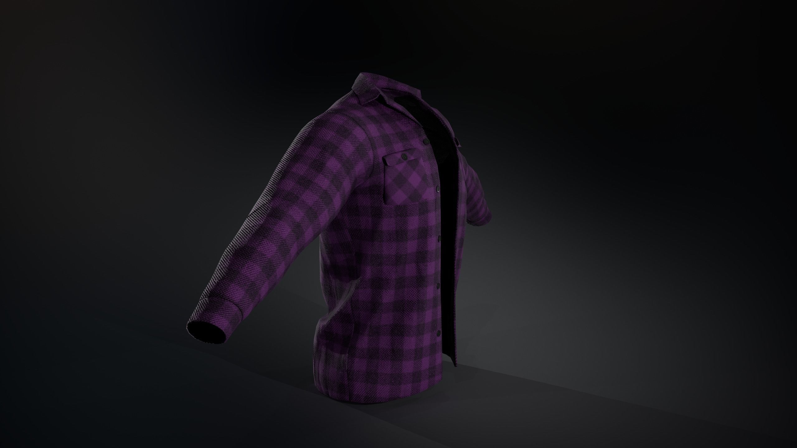 Purple Flannel Shirt Low-poly 3D model_8
