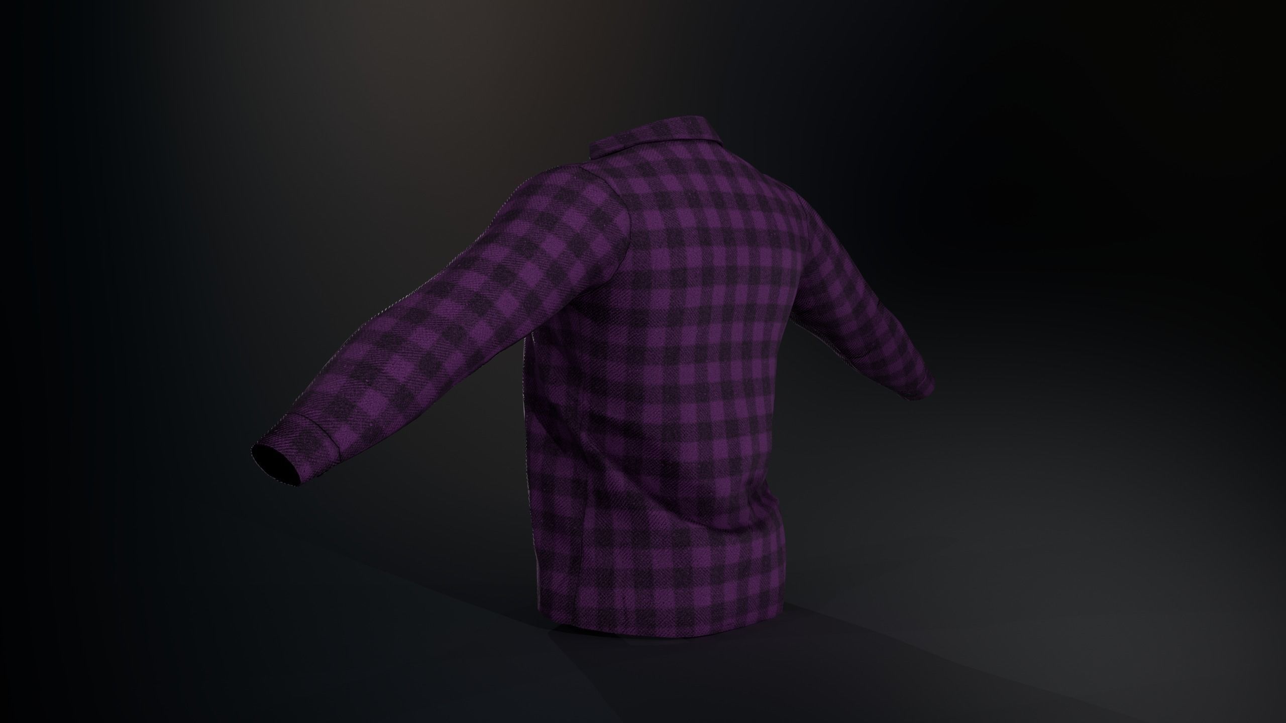 Purple Flannel Shirt Low-poly 3D model_2