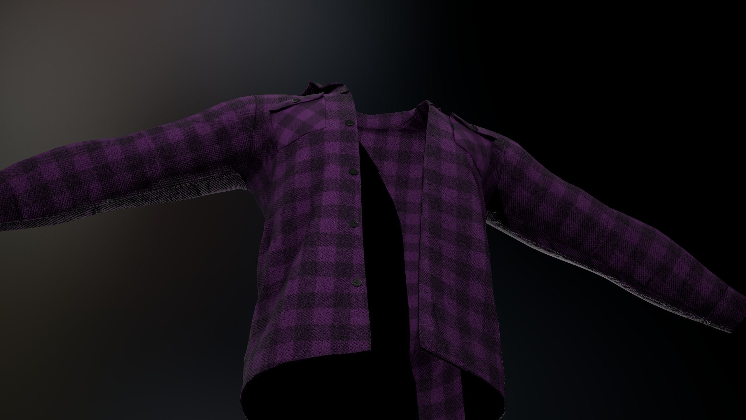 Purple Flannel Shirt Low-poly 3D model_4