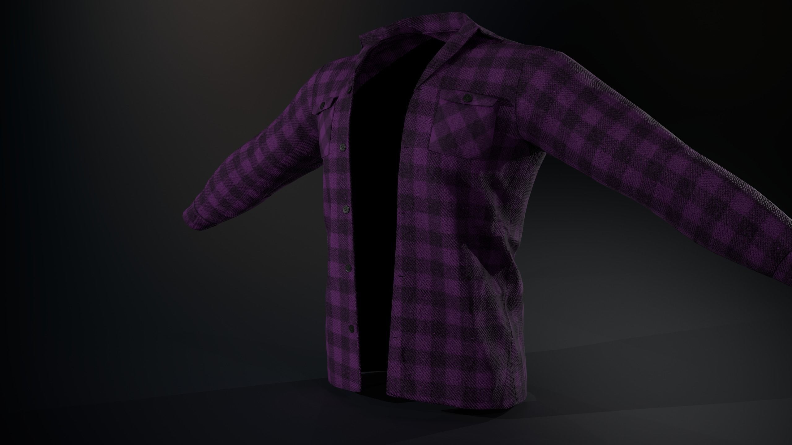 Purple Flannel Shirt Low-poly 3D model_18