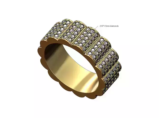 Diamond iced watch link band US sizes 7 8 9