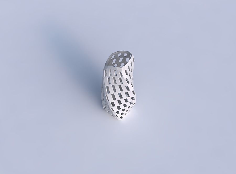 Vase twisted arc rectangle with checker grid lattice 3D print model_1