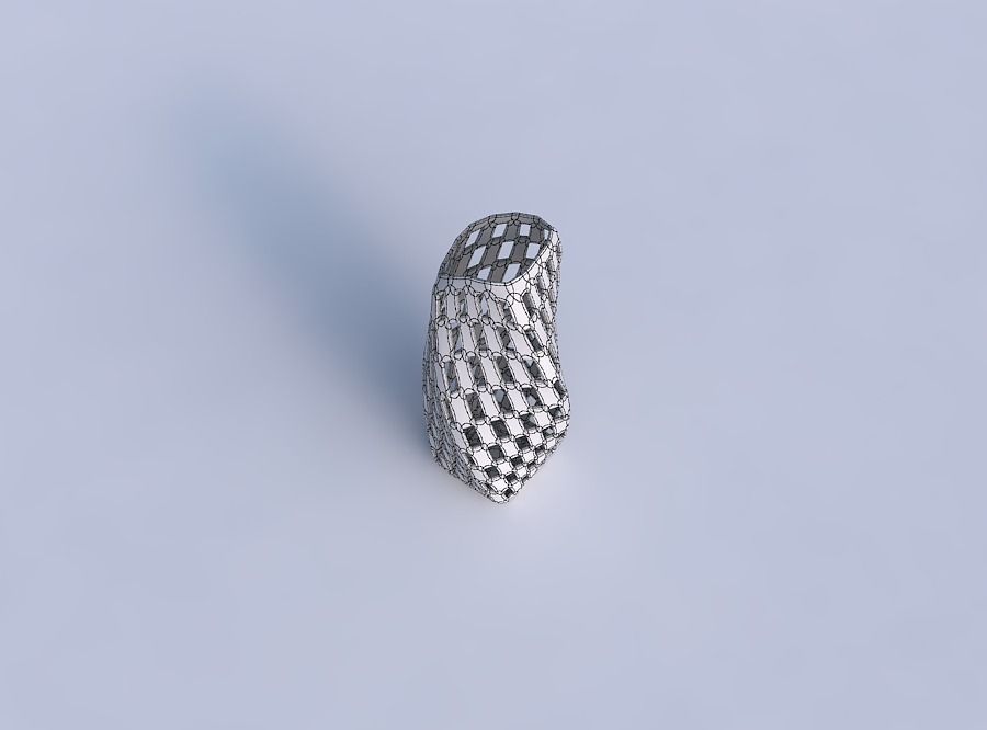 Vase twisted arc rectangle with checker grid lattice 3D print model_6