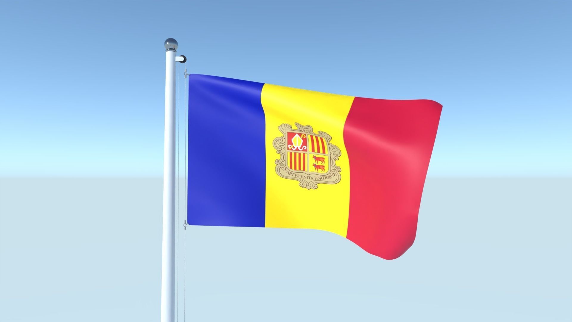 Animated Flag of Andorra Low-poly 3D model_3