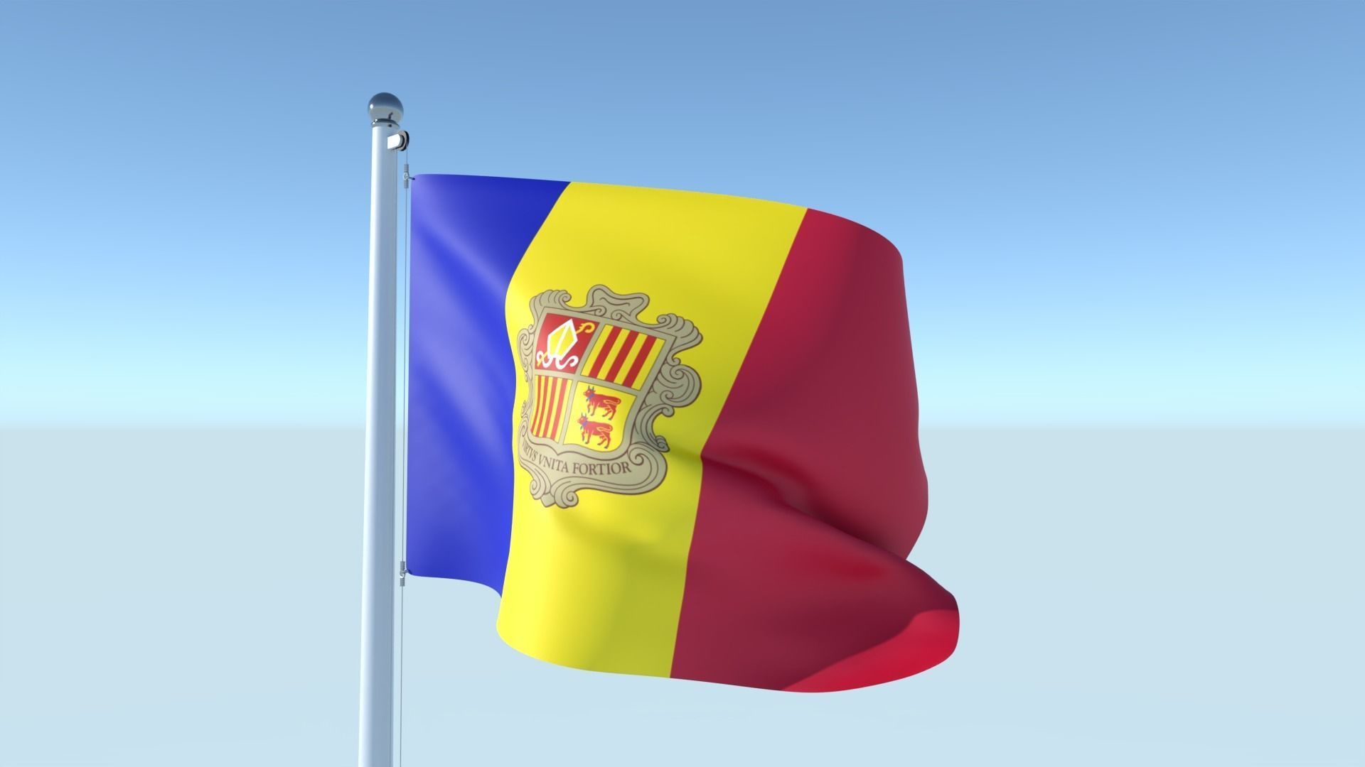 Animated Flag of Andorra Low-poly 3D model_6