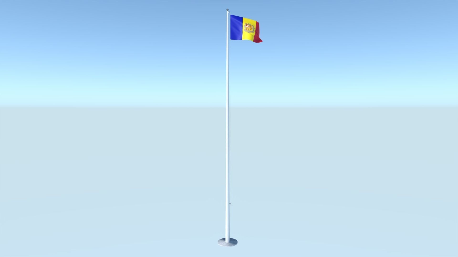 Animated Flag of Andorra Low-poly 3D model_5