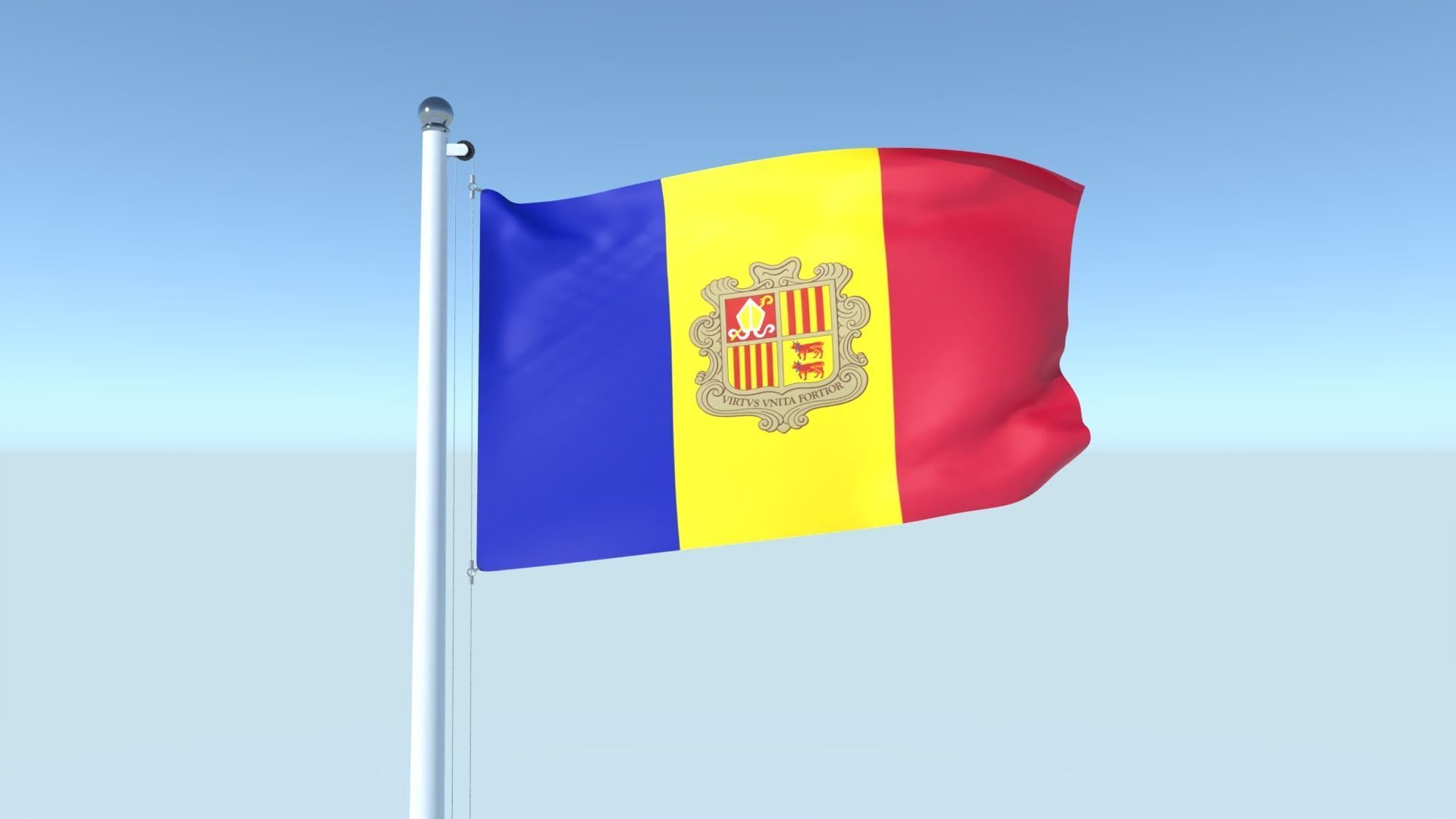 Animated Flag of Andorra Low-poly 3D model_2