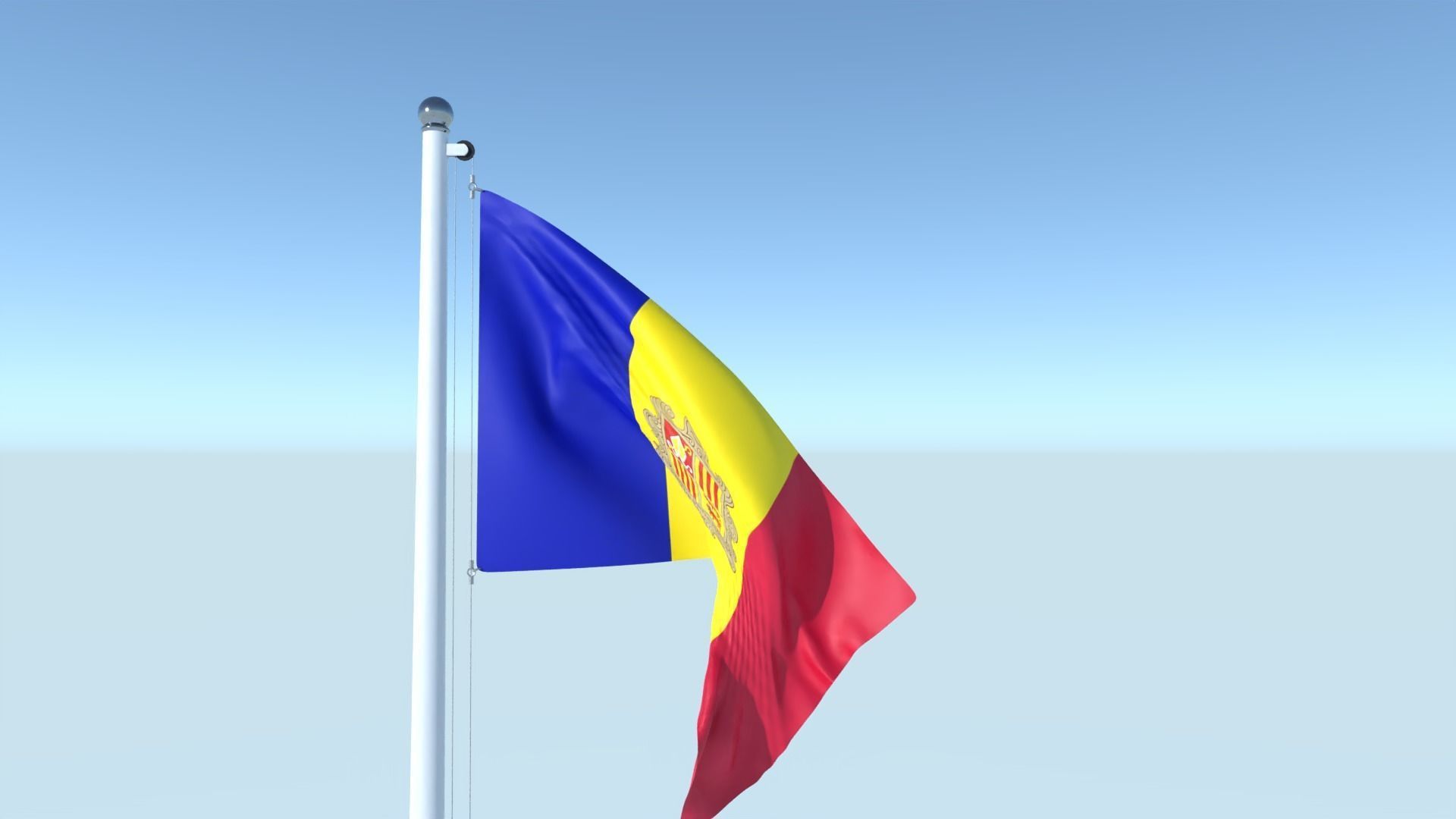 Animated Flag of Andorra Low-poly 3D model_1