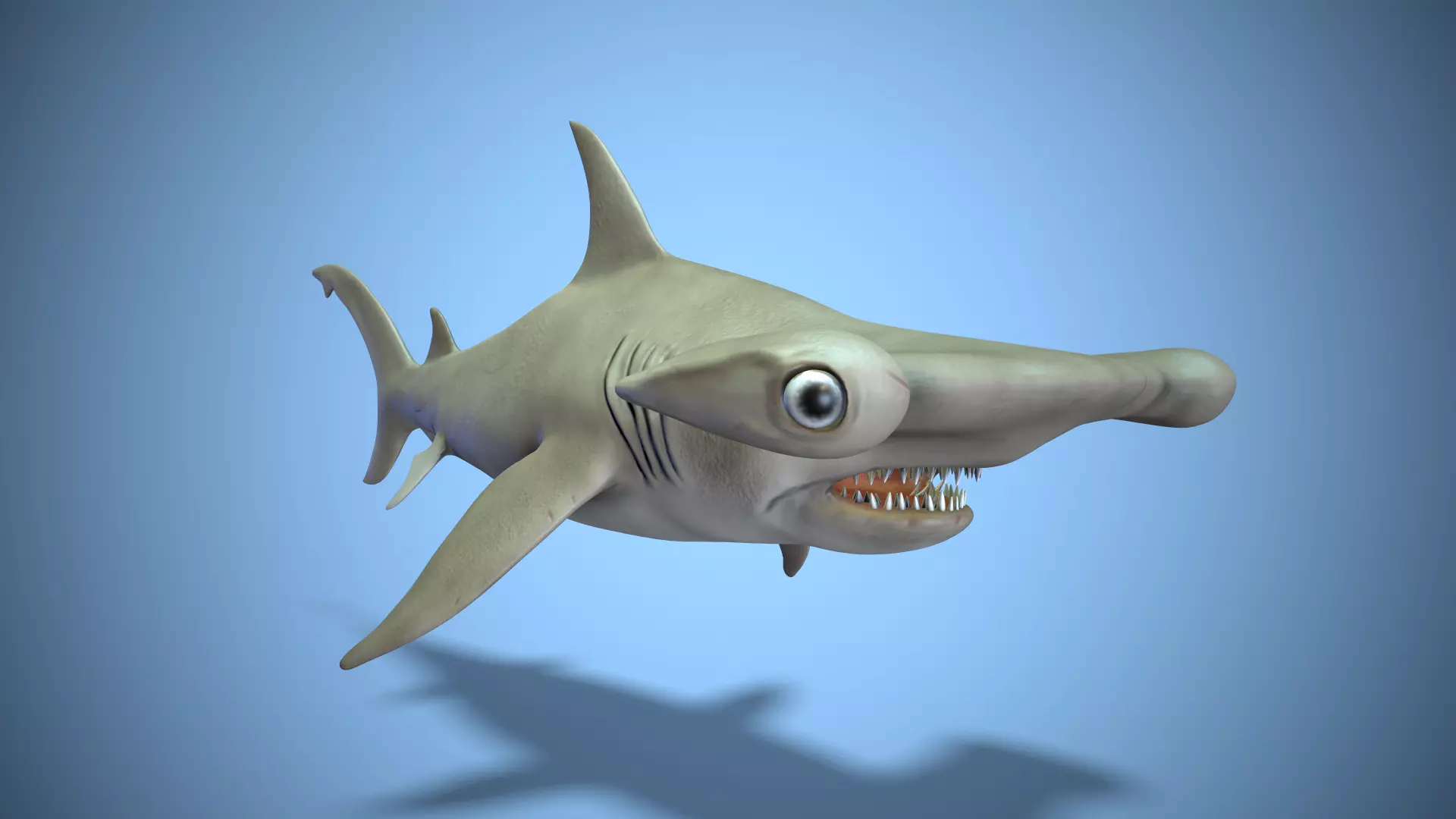 Hammerhead shark Low-poly 3D model_0