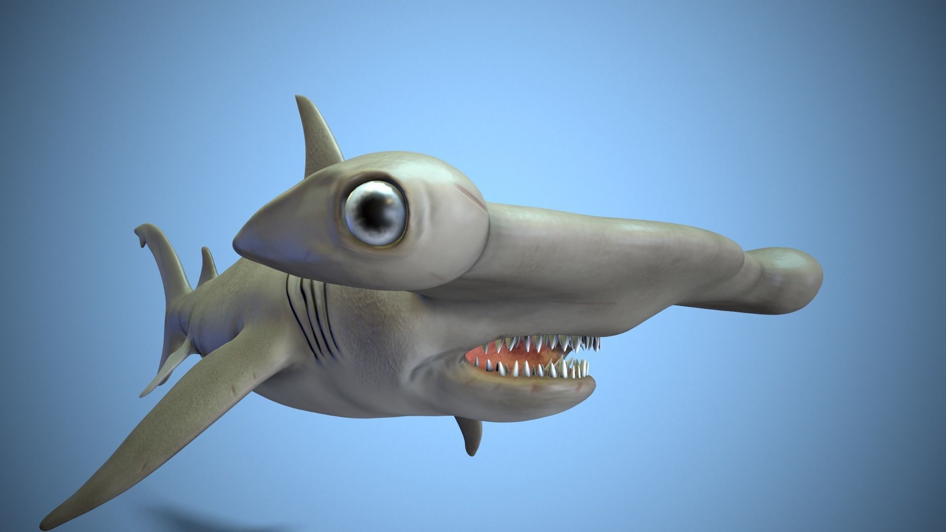 Hammerhead shark Low-poly 3D model_6