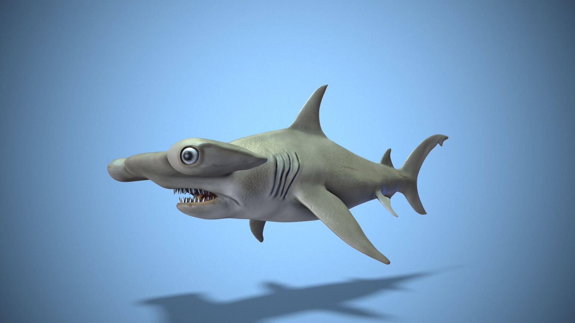 Hammerhead shark Low-poly 3D model_7