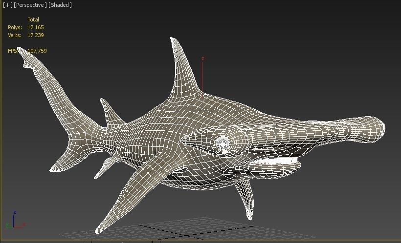 Hammerhead shark Low-poly 3D model_9