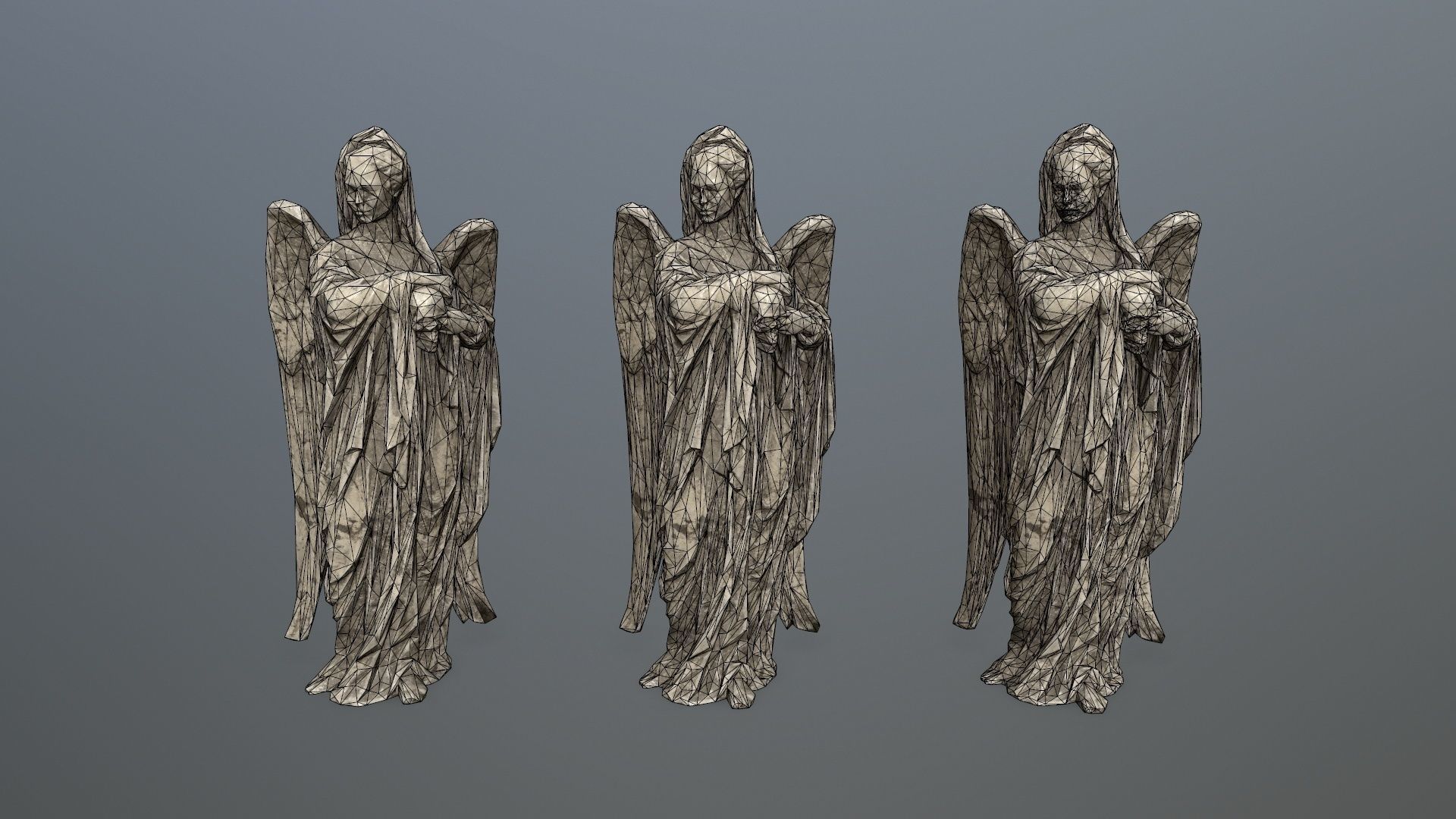 Angel Statue 02 Low-poly 3D model_9