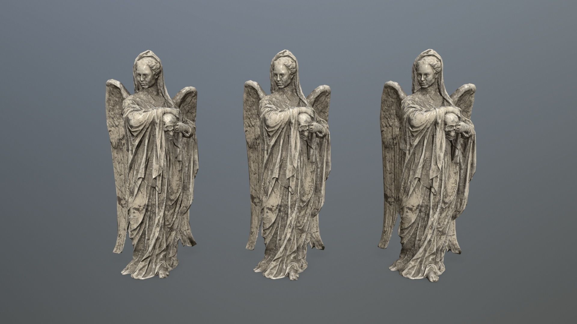 Angel Statue 02 Low-poly 3D model_8