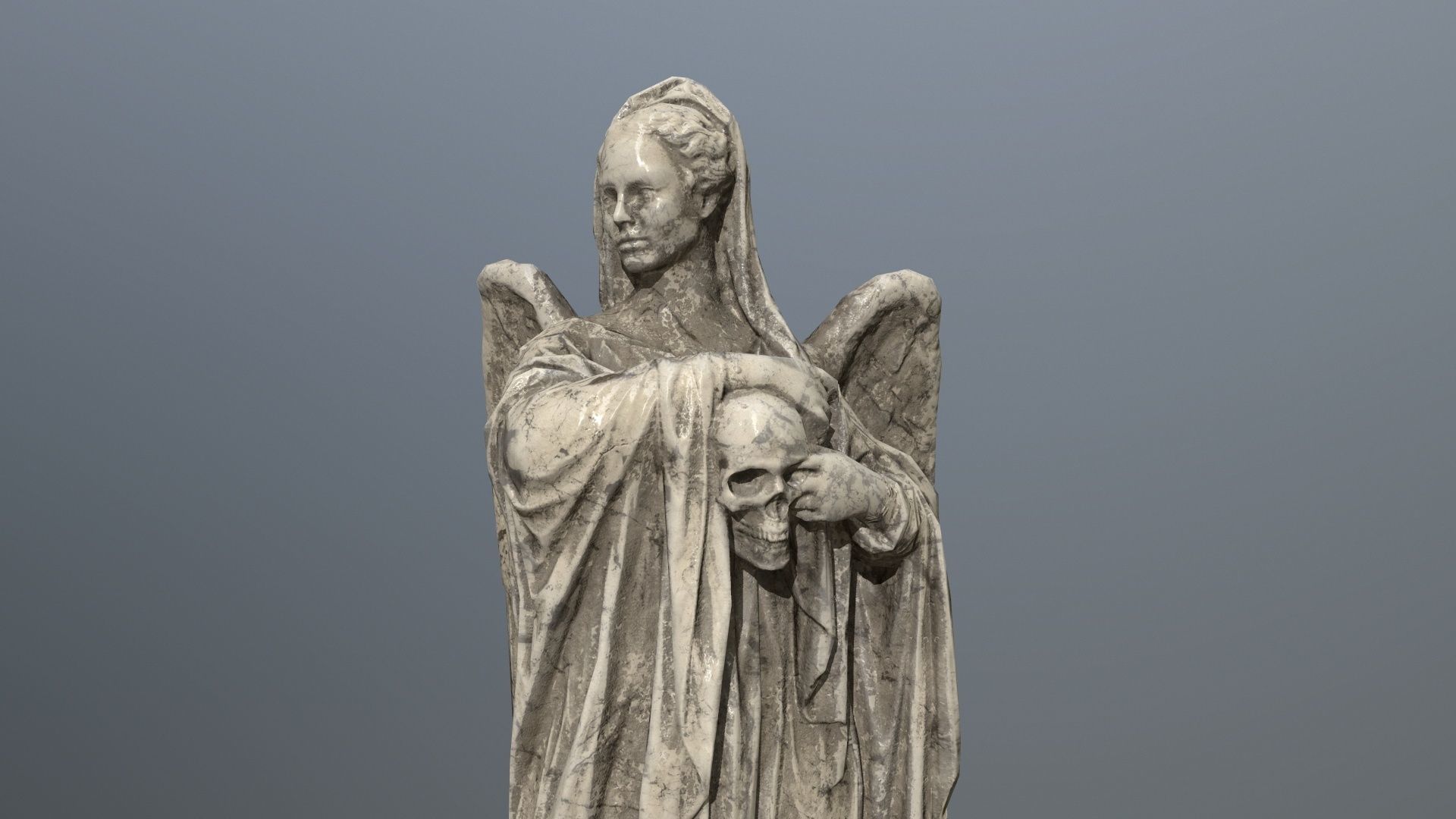 Angel Statue 02 Low-poly 3D model_7