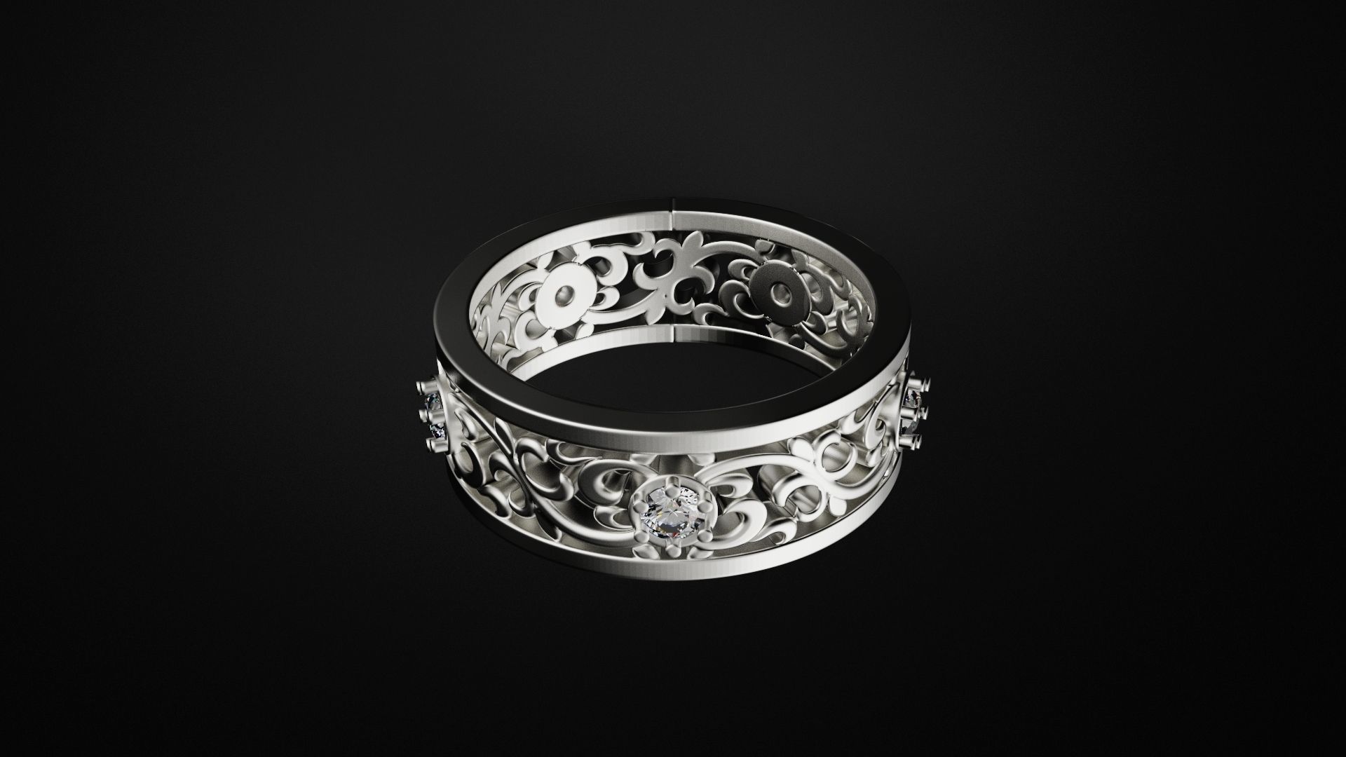  Ring with pattern 3D print model_3