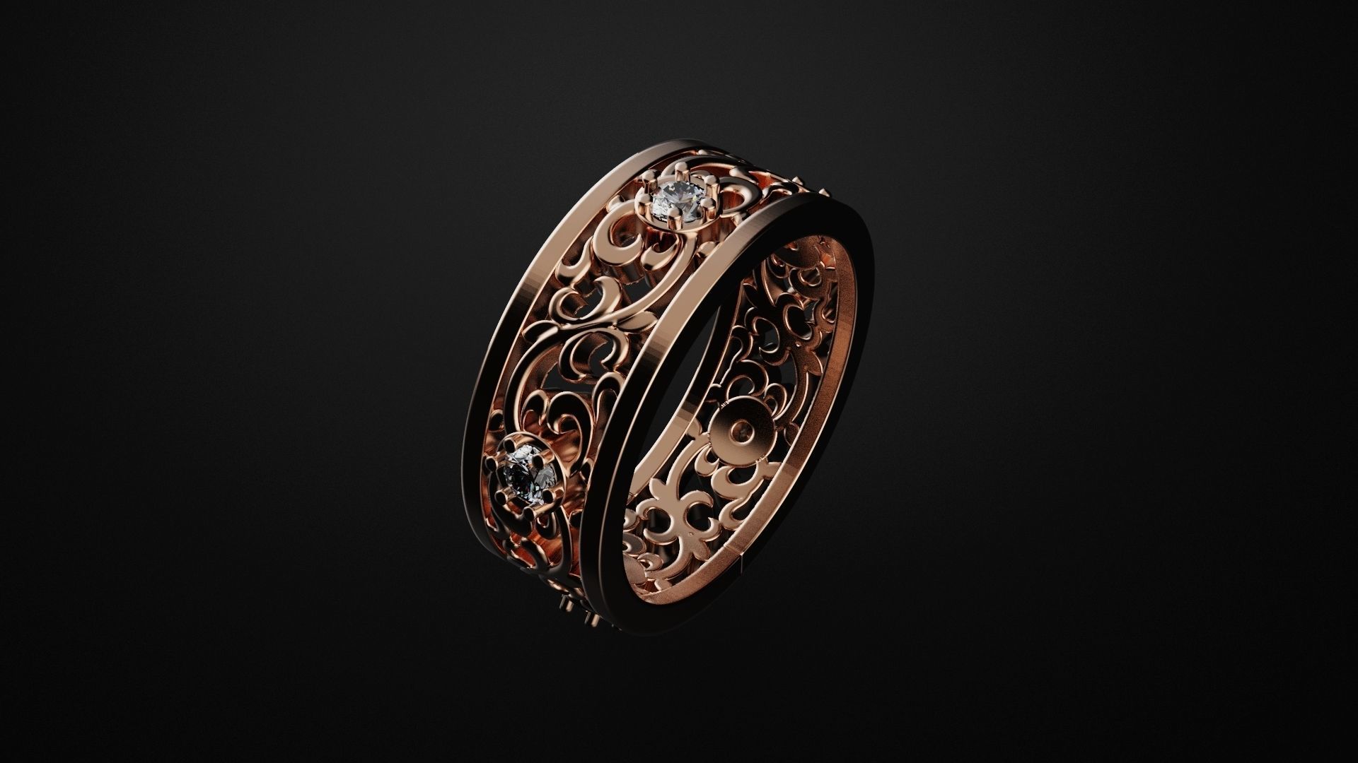  Ring with pattern 3D print model_1