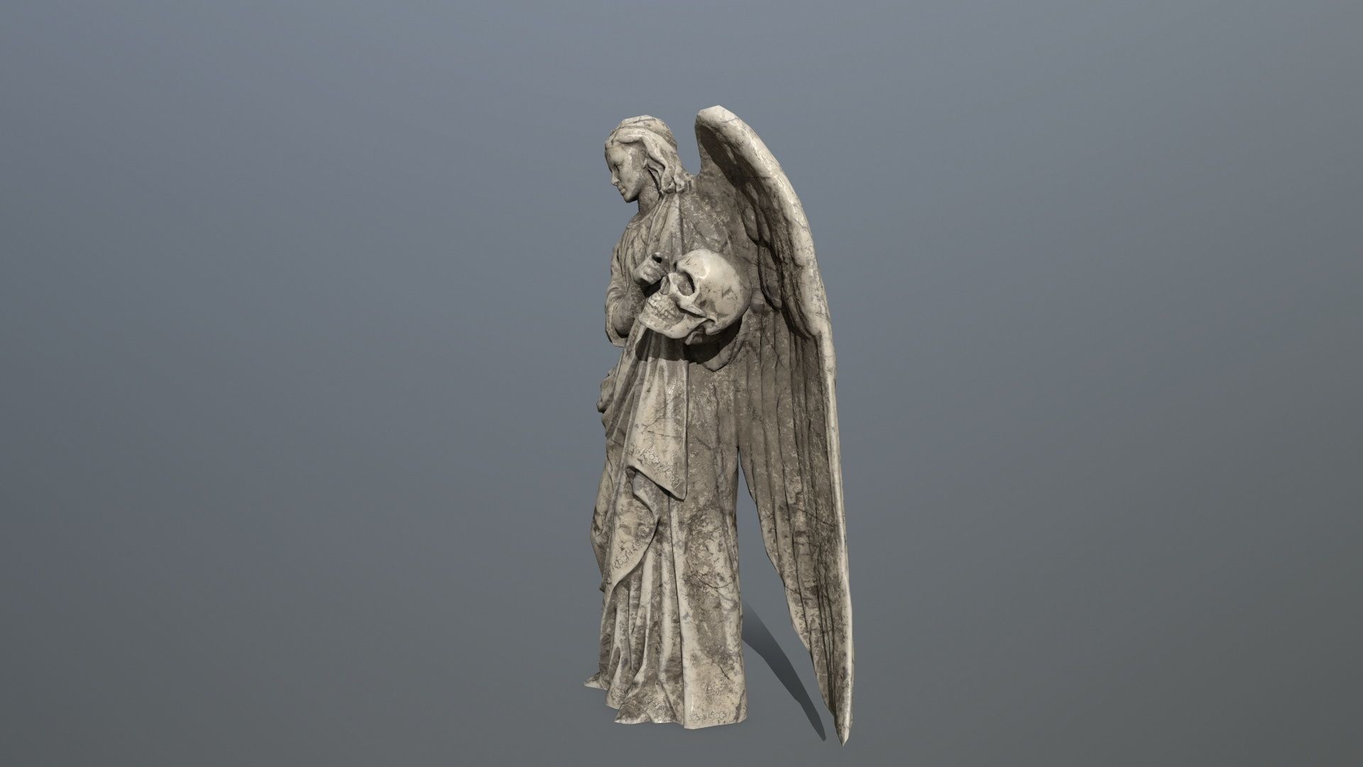 Angel Statue 03 Low-poly 3D model_1