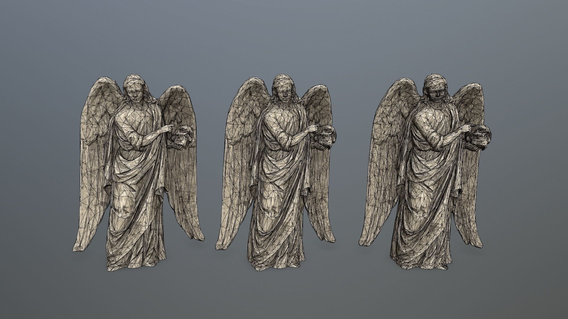 Angel Statue 03 Low-poly 3D model_8