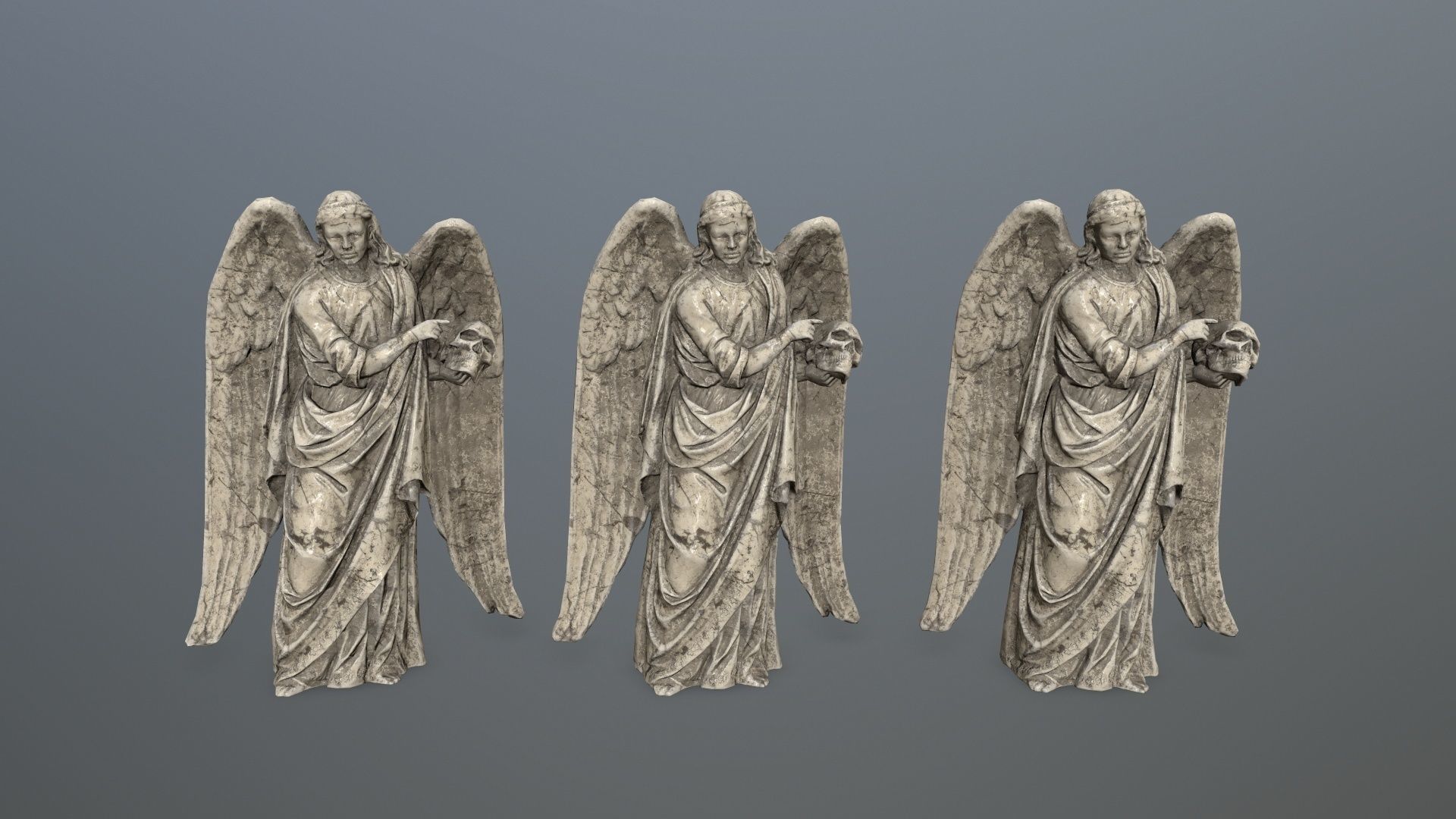 Angel Statue 03 Low-poly 3D model_7
