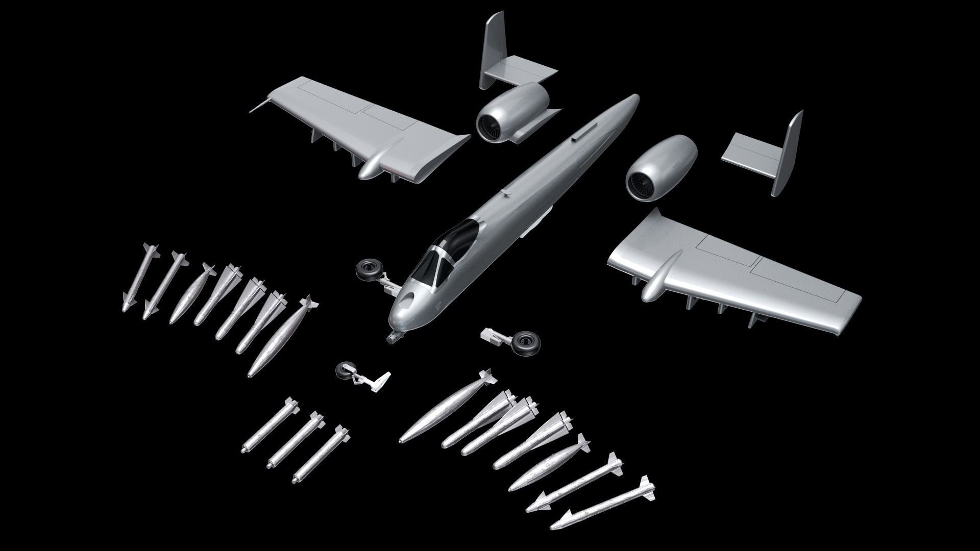 A-10 WARTHOG ANTI TANK BOMBER 3D PRINT READY 3D print model_5