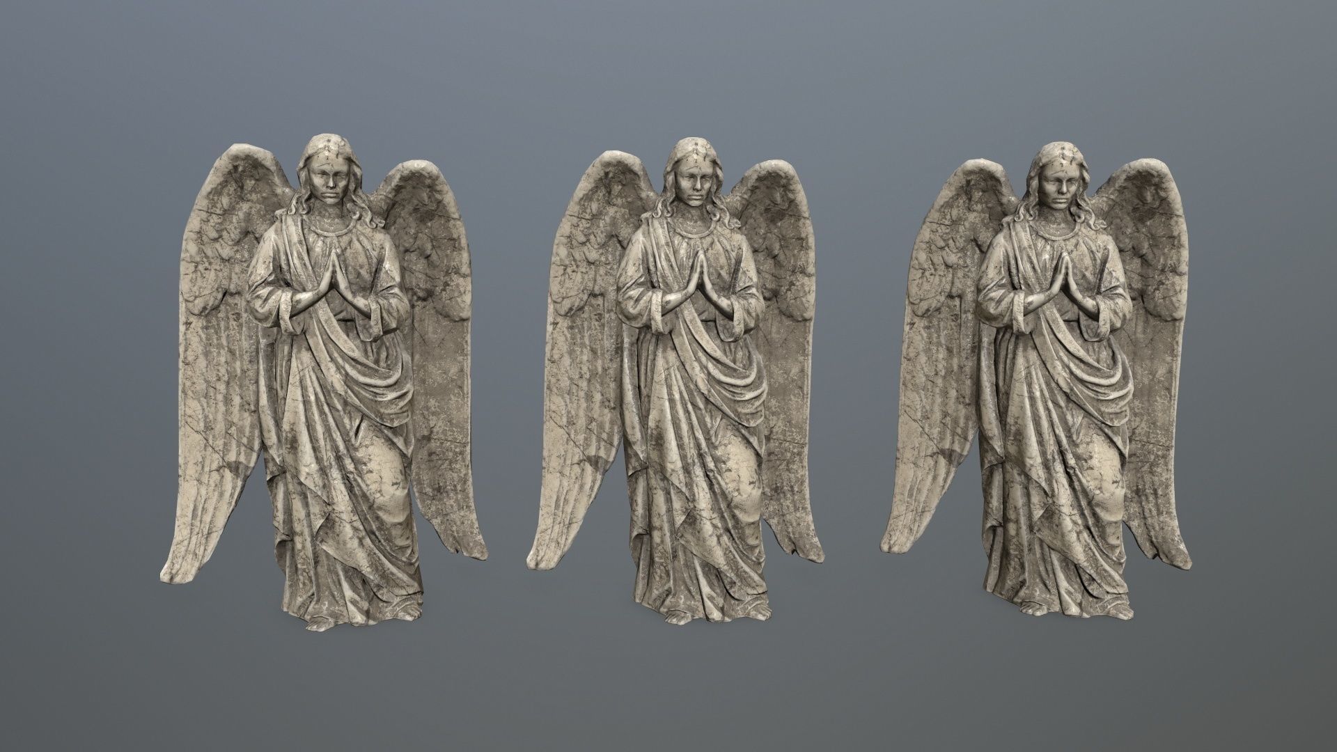 Angel Statue 04 Low-poly 3D model_7