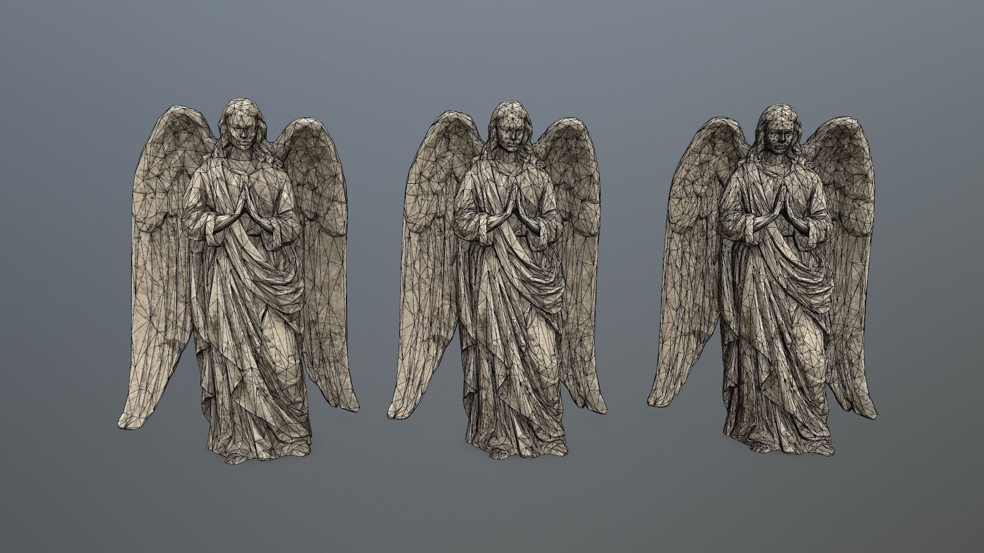 Angel Statue 04 Low-poly 3D model_8