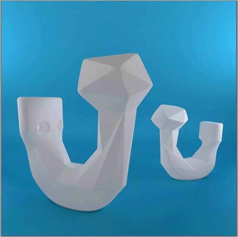 LOWPOLY AND VORONOI COAT HOOK 3D print model_0