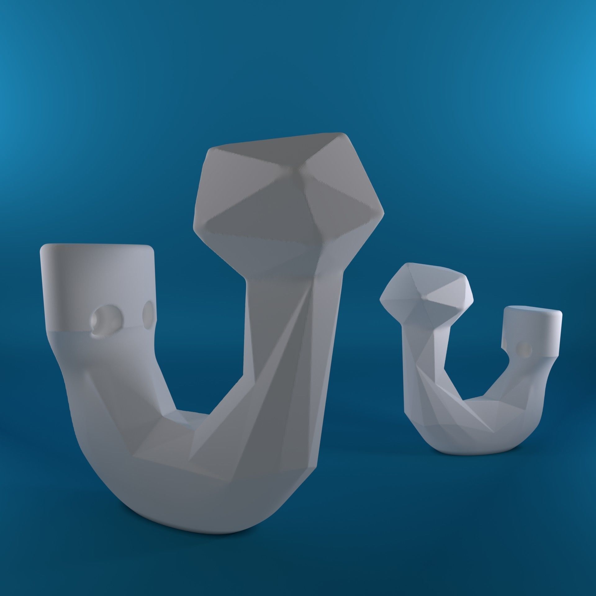 LOWPOLY AND VORONOI COAT HOOK 3D print model_1