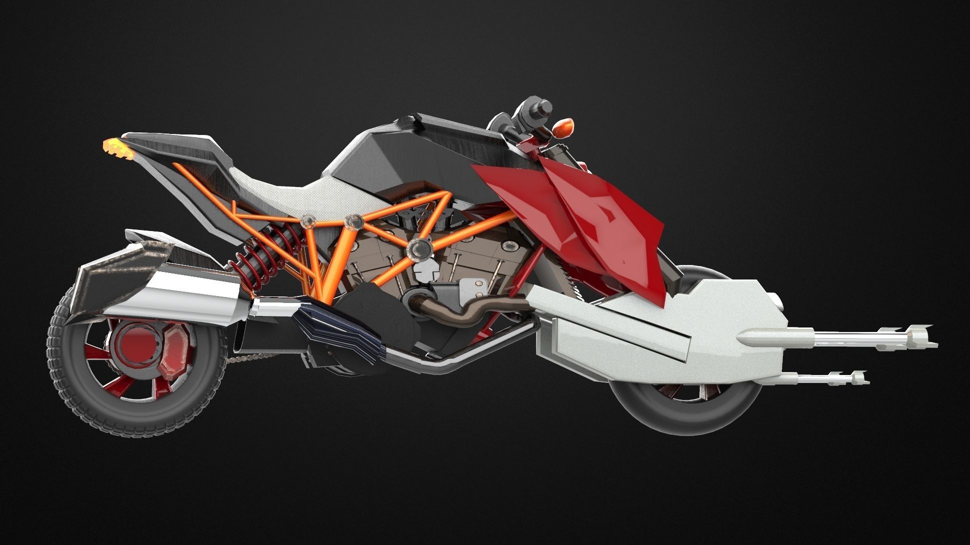 BAT motorcycle 786 cc liquid-cooled V-4 engine Low-poly 3D model_8
